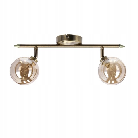 LAMPA SUFITOWA RODIA LISTWA PATYNOWY 2X40W G9 KLOSZ BURSZTYNOWY