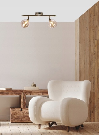 LAMPA SUFITOWA RODIA LISTWA PATYNOWY 2X40W G9 KLOSZ BURSZTYNOWY