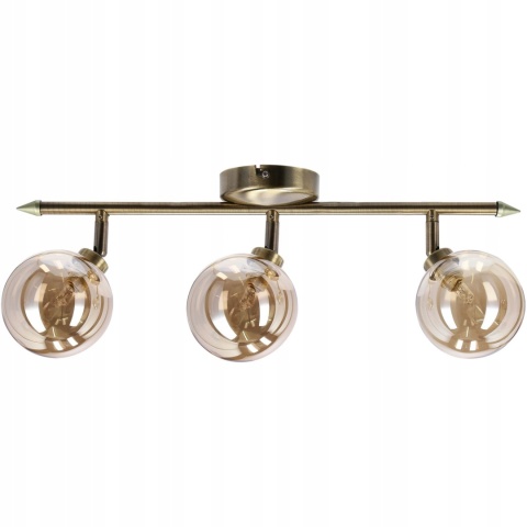 LAMPA SUFITOWA RODIA PATYNOWY 3X40W G9 KLOSZ BURSZTYNOWY
