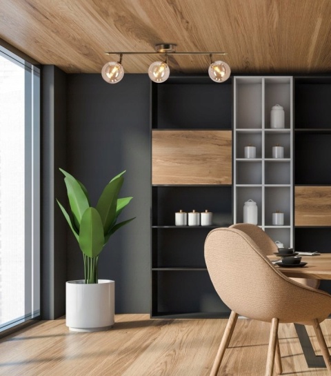 LAMPA SUFITOWA RODIA PATYNOWY 3X40W G9 KLOSZ BURSZTYNOWY