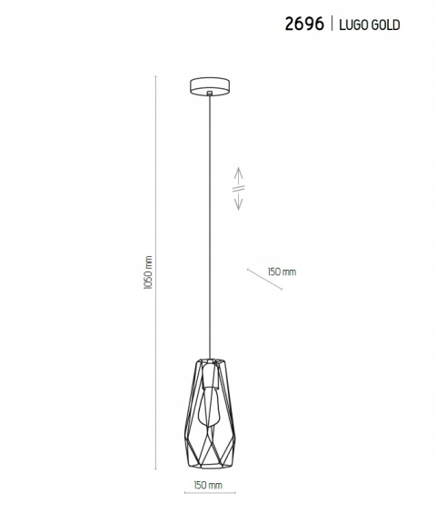 LAMPA WISZĄCA LUGO 1 PŁ GOLD / 2696