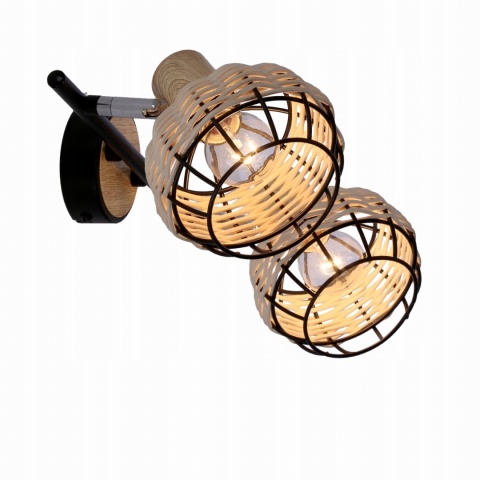 LAMPA WISZĄCA TAJGA LISTWA CZARNY+DREWNIANY 2X40W E14 KLOSZ CZARNY+DR