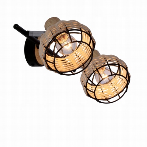 LAMPA WISZĄCA TAJGA LISTWA CZARNY+DREWNIANY 2X40W E14 KLOSZ CZARNY+DR