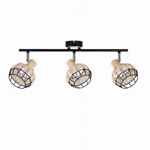 LAMPA WISZĄCA TAJGA LISTWA CZARNY+DREWNIANY 3X40W E14 KLOSZ CZARNY+DR 2