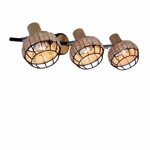 LAMPA WISZĄCA TAJGA LISTWA CZARNY+DREWNIANY 3X40W E14 KLOSZ CZARNY+DR 2