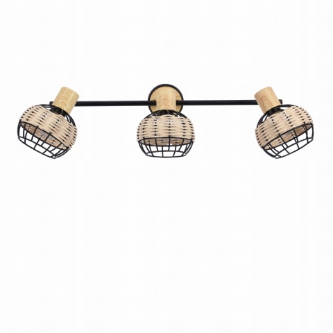 LAMPA WISZĄCA TAJGA LISTWA CZARNY+DREWNIANY 3X40W E14 KLOSZ CZARNY+DR 2
