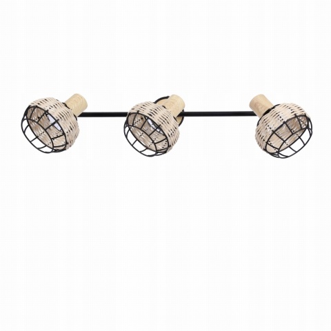LAMPA WISZĄCA TAJGA LISTWA CZARNY+DREWNIANY 3X40W E14 KLOSZ CZARNY+DR 2