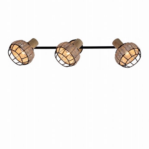 LAMPA WISZĄCA TAJGA LISTWA CZARNY+DREWNIANY 3X40W E14 KLOSZ CZARNY+DR 2