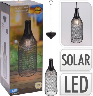 Lampa solarna wisząca czarna 11x75 cm