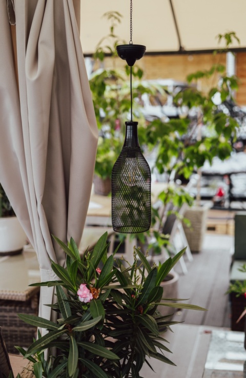 Lampa solarna wisząca czarna 11x75 cm