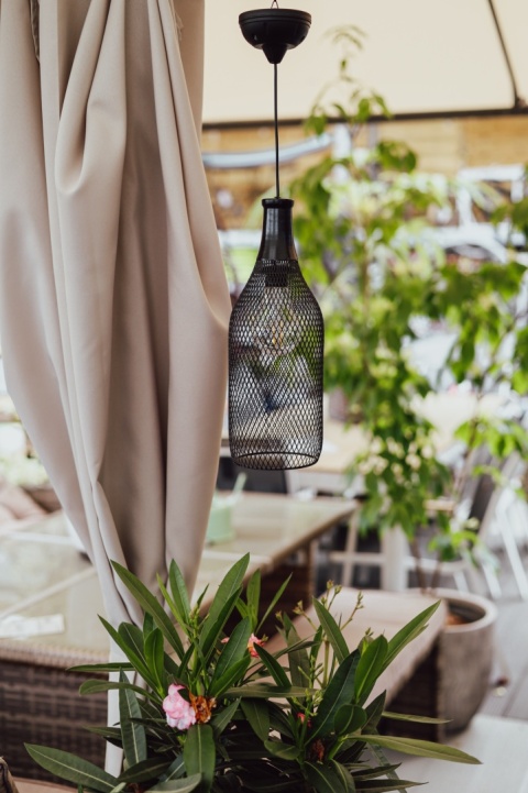 Lampa solarna wisząca czarna 11x75 cm