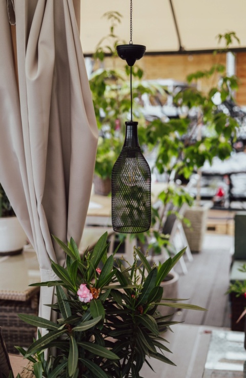 Lampa solarna wisząca czarna 11x75 cm