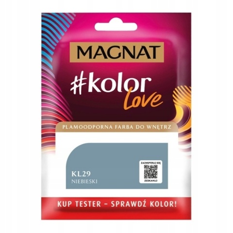 MAGNAT KOLOROWE LOVE farba plamoodporna TESTER KL29 niebieski 25ML
