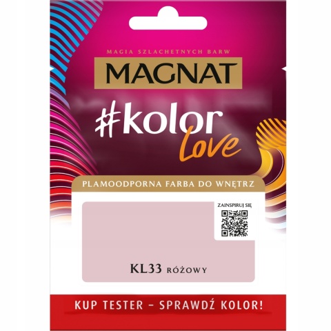 MAGNAT KOLOROWE LOVE farba plamoodporna TESTER KL33 różowy 25ML