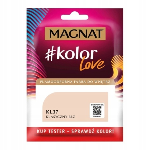 MAGNAT KOLOROWE LOVE farba plamoodporna TESTER KL37 klasyczn beż 25ML