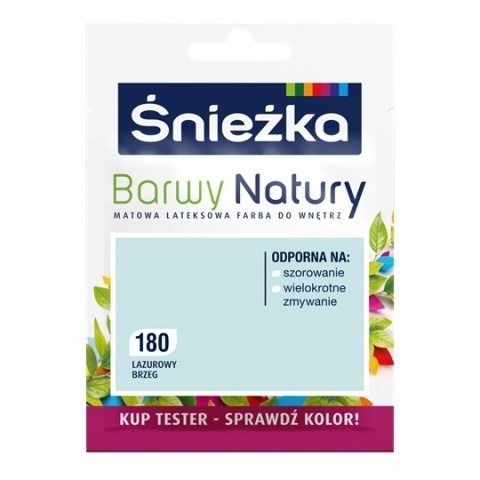ŚNIEŻKA Barwy Natury Farba Lateksowa TESTER lazurow brzeg 180 25ML