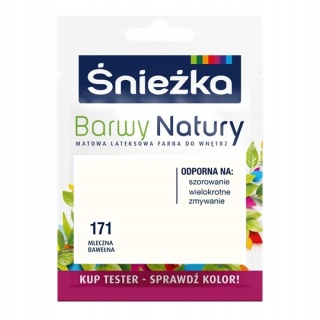 ŚNIEŻKA Barwy Natury Farba Lateksowa TESTER mleczna baweł 171 25ML