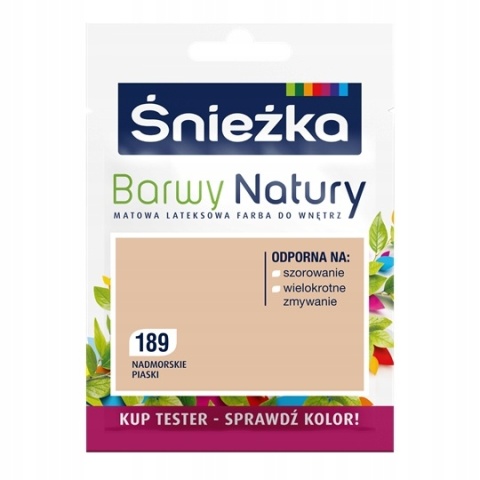 ŚNIEŻKA Barwy Natury Farba Lateksowa TESTER nadmors piask 189 25ML