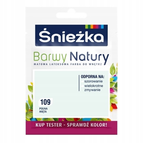 ŚNIEŻKA Barwy Natury Farba Lateksowa TESTER polna mięta 109 25ML