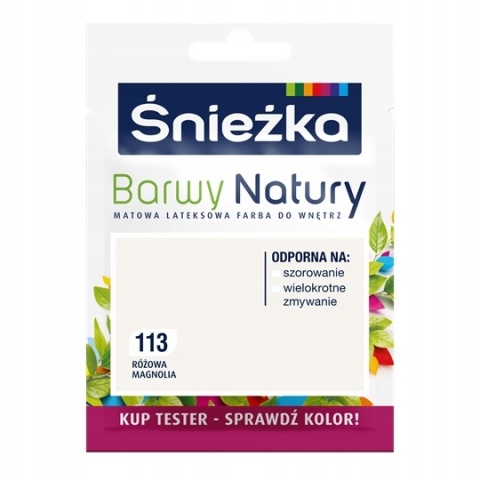 ŚNIEŻKA Barwy Natury Farba Lateksowa TESTER różowa magnol 113 25ML