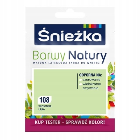 ŚNIEŻKA Barwy Natury Farba Lateksowa TESTER wiosenna łąka 108 25ML
