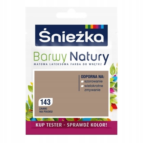 ŚNIEŻKA Barwy Natury Farba Lateksowa TESTER zamki na pias 143 25ML