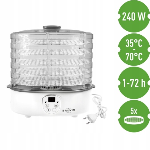 Suszarka do żywności z regulacją temp, 240W, trans