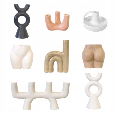 Świecznik długie świece ceramiczny różowy boho 3