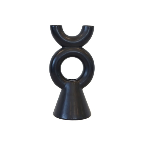 Świecznik do długich świec 2 stołowy czarny boho