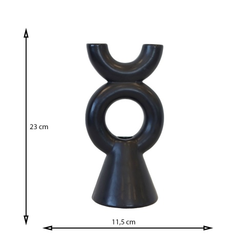 Świecznik do długich świec 2 stołowy czarny boho