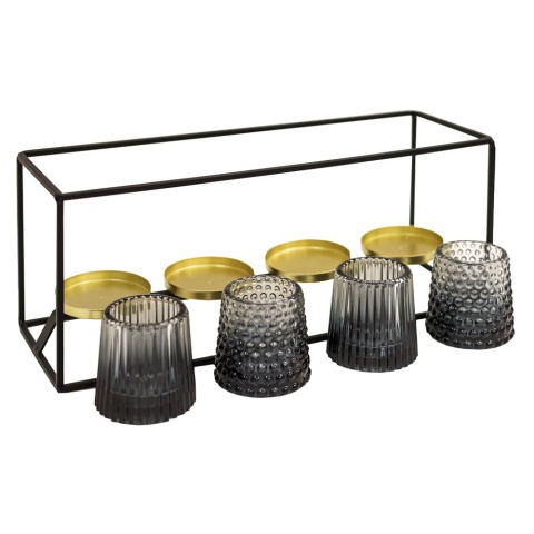 Świecznik podstawka na 4 tealighty zestaw szklany