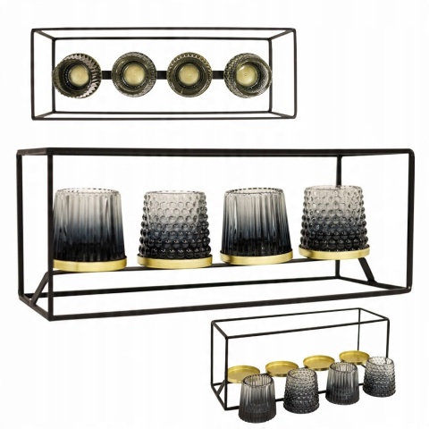 Świecznik podstawka na 4 tealighty zestaw szklany