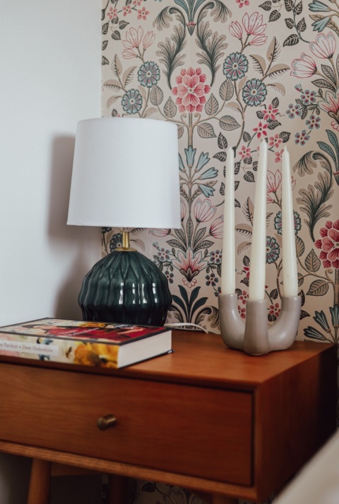 Świecznik szary do długich świec 3 ceramiczny boho