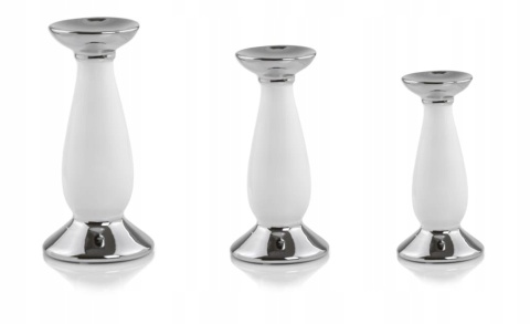 Świecznik - white & silver