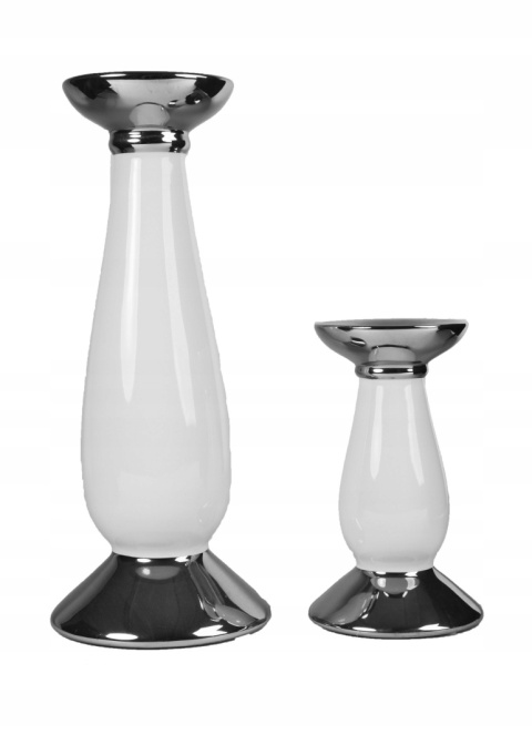 Świecznik - white & silver