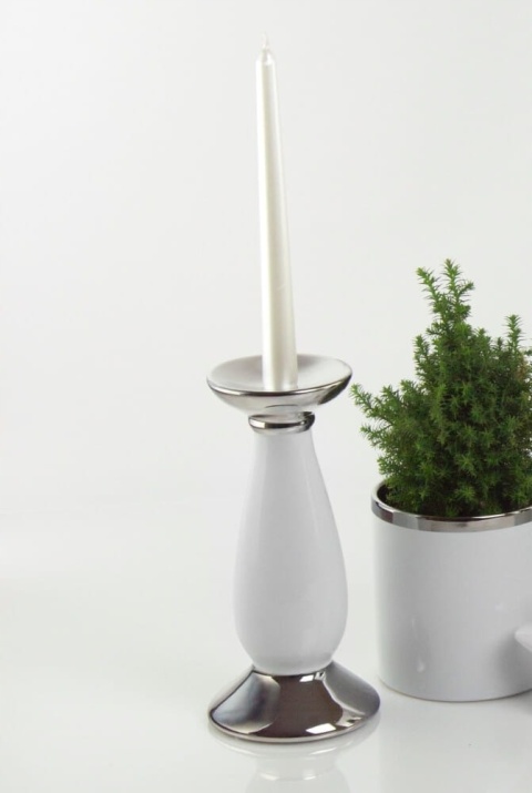 Świecznik - white & silver