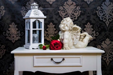 Świecznik - white & silver