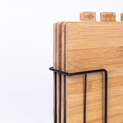 Zestaw bambusowych desek do krojenia stojak 4szt