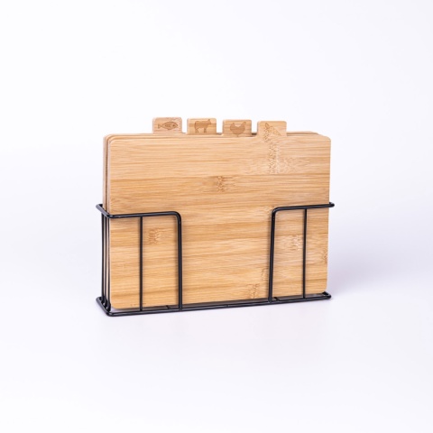 Zestaw bambusowych desek do krojenia stojak 4szt