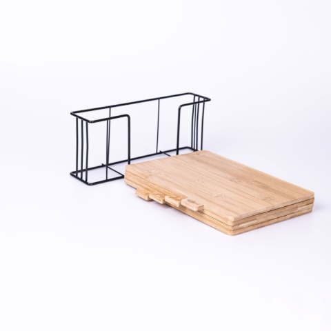 Zestaw bambusowych desek do krojenia stojak 4szt