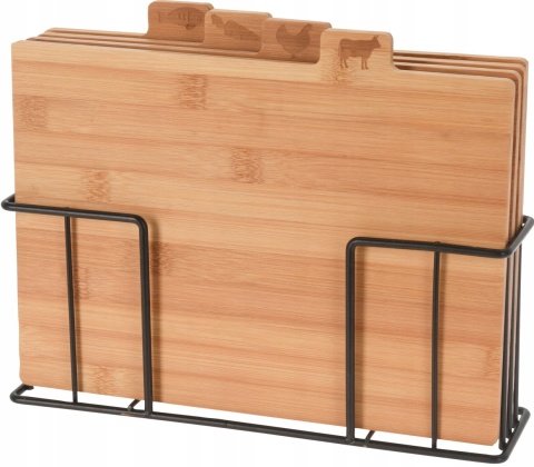 Zestaw bambusowych desek do krojenia stojak 4szt