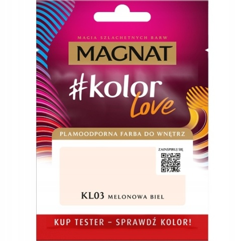 MAGNAT KOLOROWE LOVE farba plamoodporna TESTER KL03 melonow biel 25ML