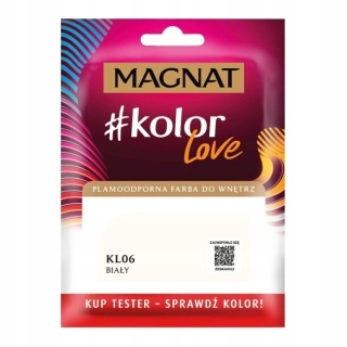 MAGNAT KOLOROWE LOVE farba plamoodporna TESTER KL06 biały 25ML