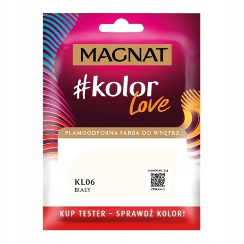 MAGNAT KOLOROWE LOVE farba plamoodporna TESTER KL06 biały 25ML