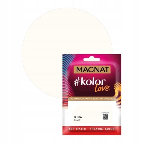 MAGNAT KOLOROWE LOVE farba plamoodporna TESTER KL06 biały 25ML