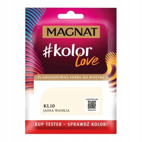 MAGNAT KOLOROWE LOVE farba plamoodporna TESTER KL10 jasna wanili 25ML