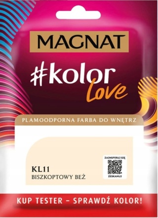 MAGNAT KOLOROWE LOVE farba plamoodporna TESTER KL11 biszkopt beż 25ML