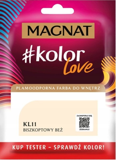 MAGNAT KOLOROWE LOVE farba plamoodporna TESTER KL11 biszkopt beż 25ML