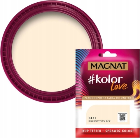 MAGNAT KOLOROWE LOVE farba plamoodporna TESTER KL11 biszkopt beż 25ML