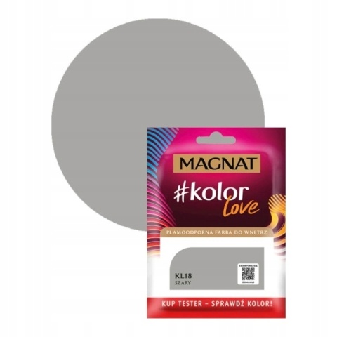 MAGNAT KOLOROWE LOVE farba plamoodporna TESTER KL18 szary 25ML